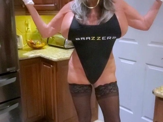 Asian amateur in maid uniform